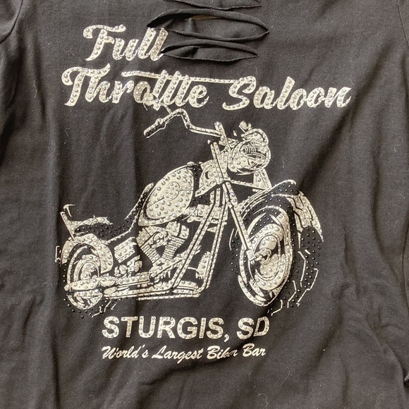 NEW Full Throttle Saloon Rhinestone Long Sleeve Motorcycle Top - Picture 5 of 13